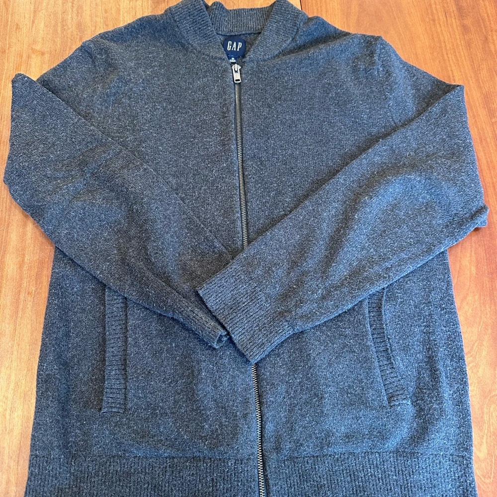 GAP Men's Charcoal Zip-Up Sweater